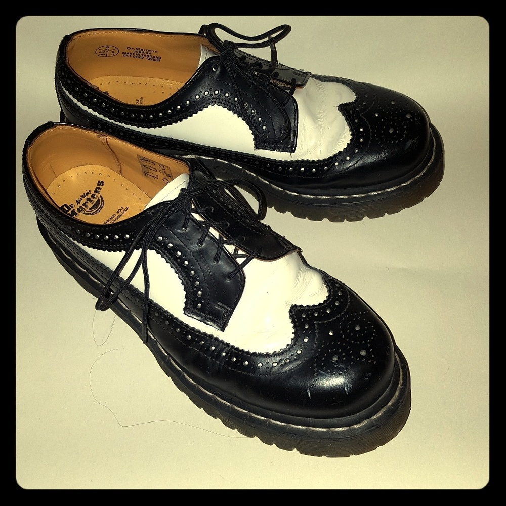 Dr. Martens black and white wingtips